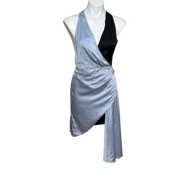 Silk Maison deep moon silk halter mini dress medium mulberry silk zip up side - Picture 3 of 8